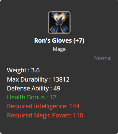 Ron's Gloves (HP) +7