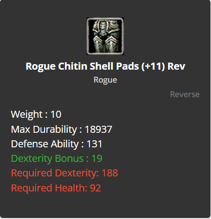 Rogue Chitin Shell Pads +11 (Reverse)