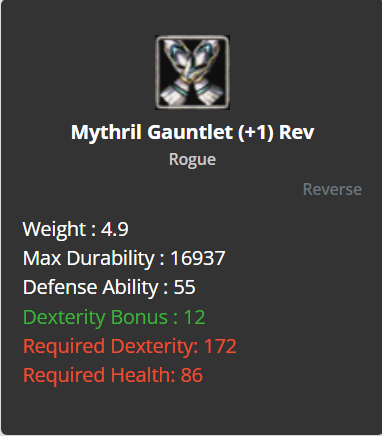 Mythril Gauntlets +1 (Reverse)