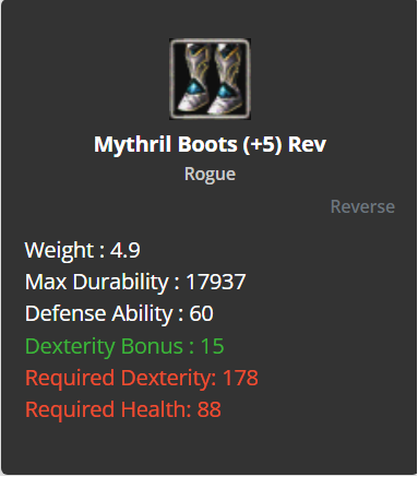 Mythril Boots +5 (Reverse)