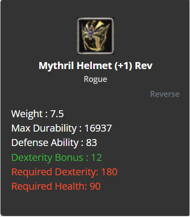 Mythril Helmet +1 (Reverse)
