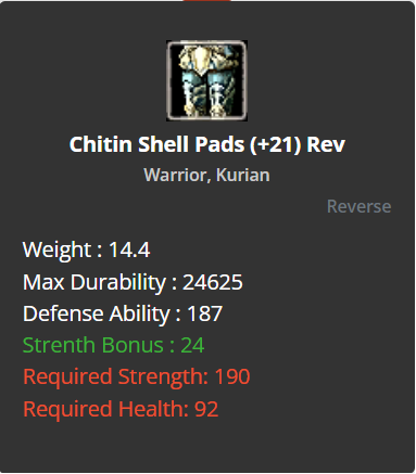 Chitin Shell Pads +21 (Reverse)