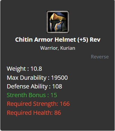 Chitin Armor Helmet +5 (Reverse)