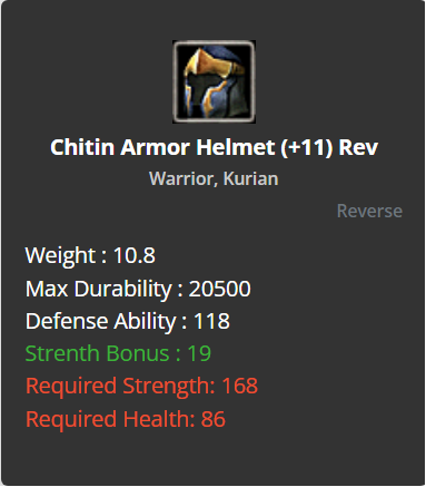 Chitin Armor Helmet +11 (Reverse)