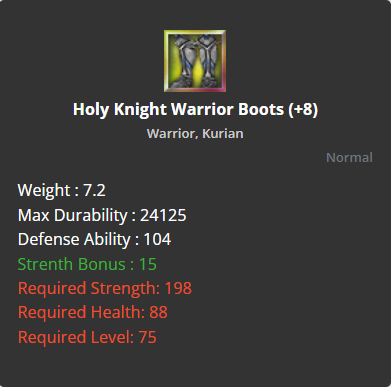 Holy Knight Warrior Boots +8