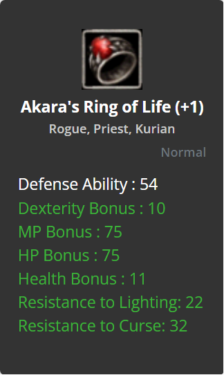 Akara's Ring of Life +1