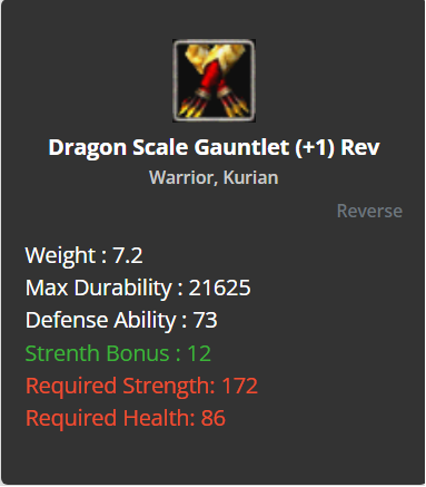 Dragon Scale Gauntlets +1 (Reverse)