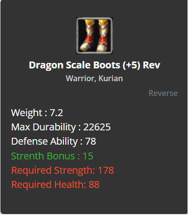 Dragon Scale Boots +5 (Reverse)