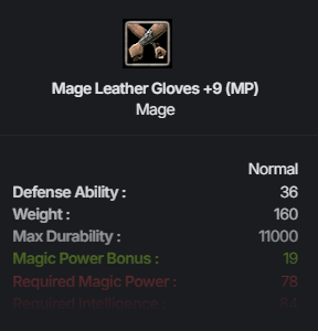 Mage Leather Gloves (MP) +9